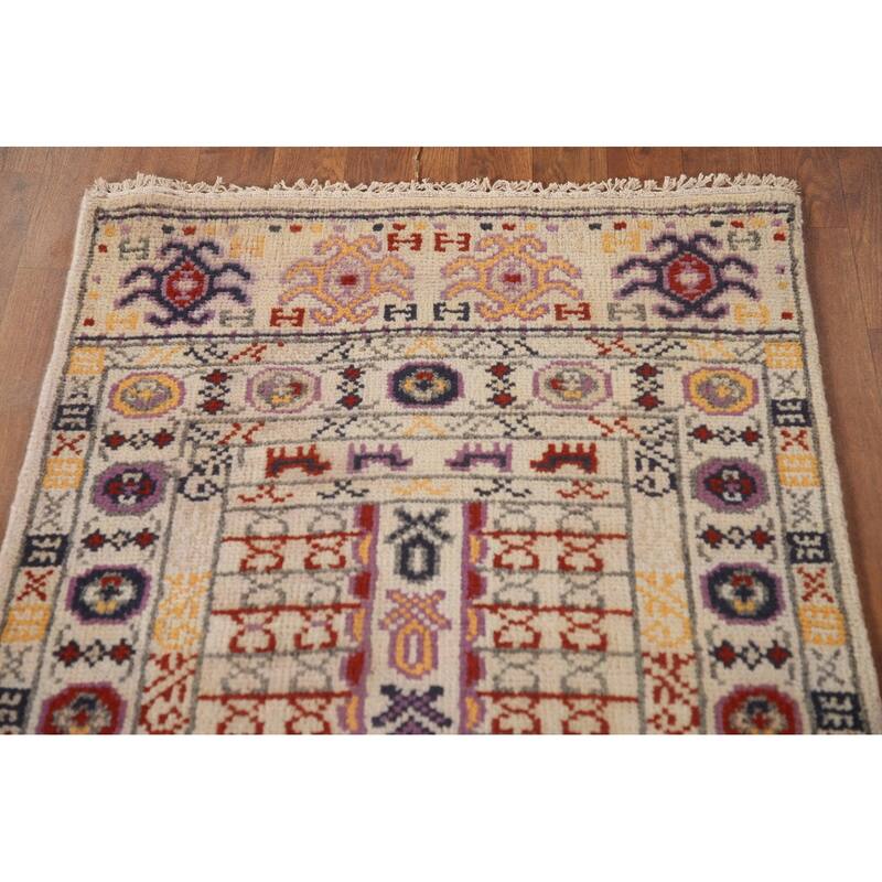 Tribal Geometric Khotan Runner Rug Handmade Wool Carpet - 2'6"x 8'0"