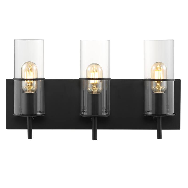SAFAVIEH Lighting Pertef 19" Traditional Wall Sconce (3-Bulb) - 6" W x 11" D x 19" H - 6Wx19Dx11H - Black/Clear