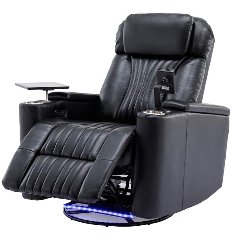 270° Power Swivel Lift Recliner Chair with Cell Phone Stand & Cup Holders, Swivel Tray Table, Lazy Boy Sofa Chair for Home