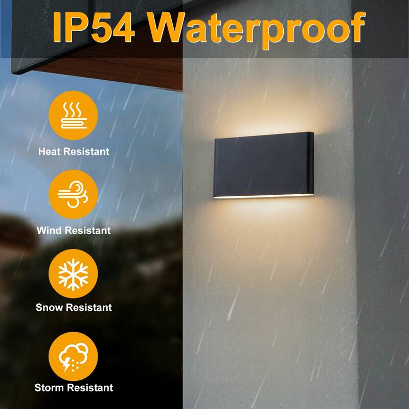 9.8"W Outdoor Rectangular Integrated LED Wall Sconce - 4.5-in H x 9.8-in W x 1.8-in D