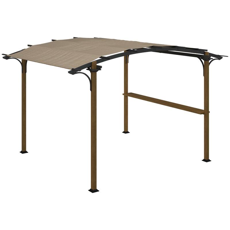 Outsunny 12' x 10' Outdoor Pergola, Pergola Canopy with Bar Counter, UV-resistant Arched Top, Aluminum and Steel Frame