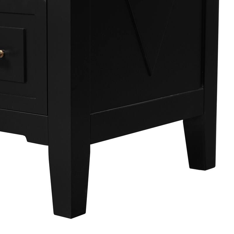 30"Bathroom Vanity with Ceramic Sink, Free Standing Single Vanity Set with 3 Drawers, Solid Wood Frame Storage Cabinet