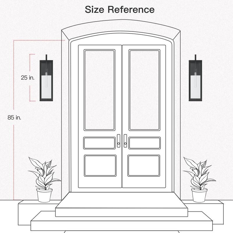 Black Modern Outdoor Wall Sconce Light - 25 in. H