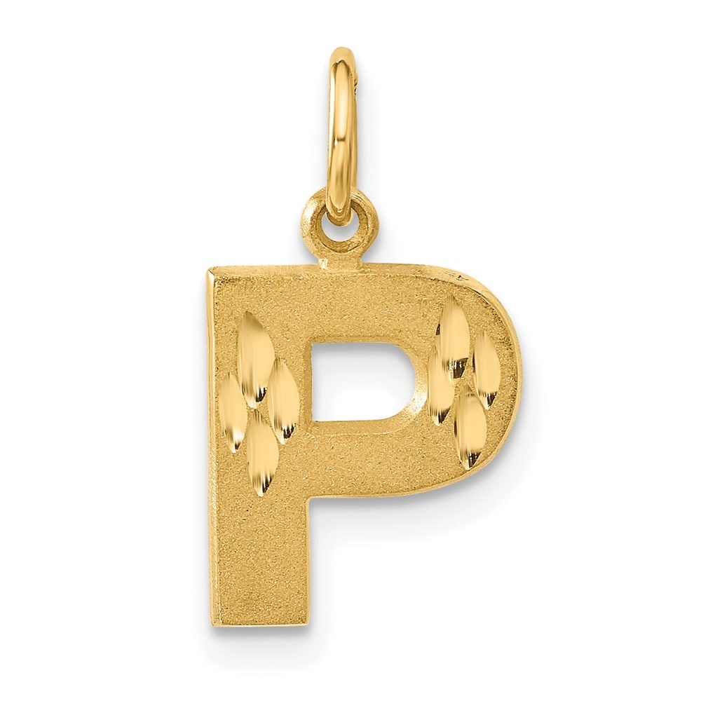 14k White Gold Diamond-cut Initial P Charm Pendant 14k White Gold Diamond-cut Initial P Charm Pendant