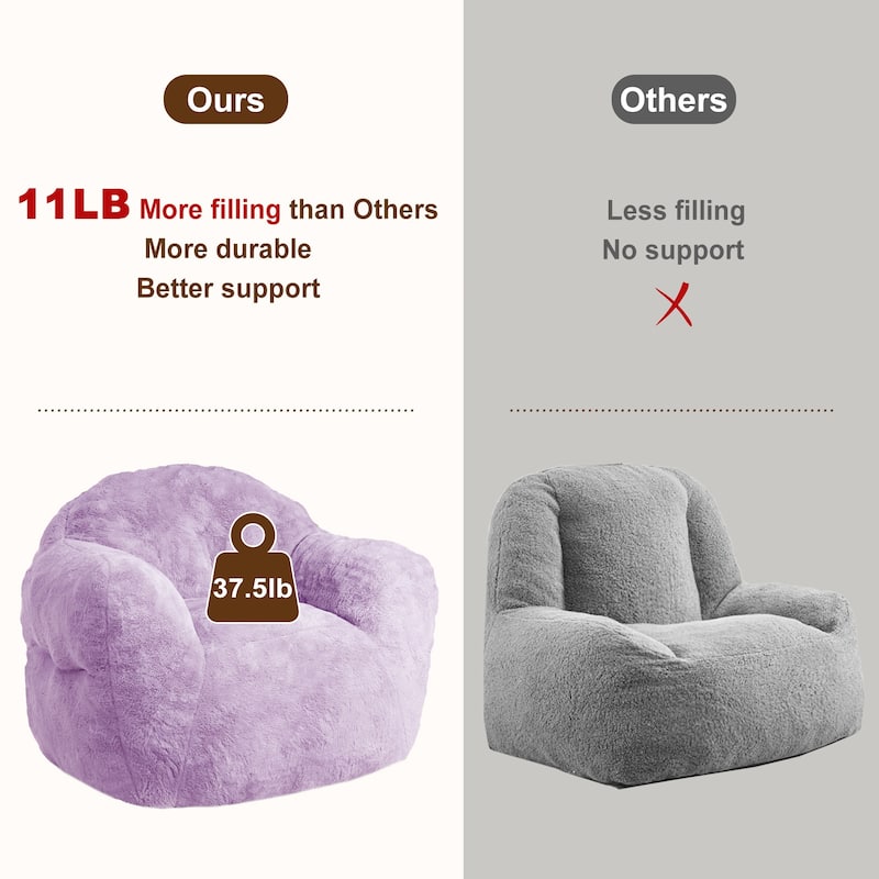 Extra Large Pre-Filled Purple Bean Bag Chair Sofa for Living Room Bedroom