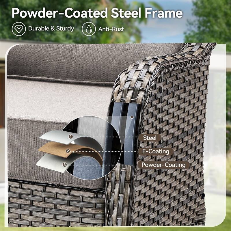 Pocassy 5 Pieces Outdoor 6 Inch Swivel Chair with Fire Pit Table