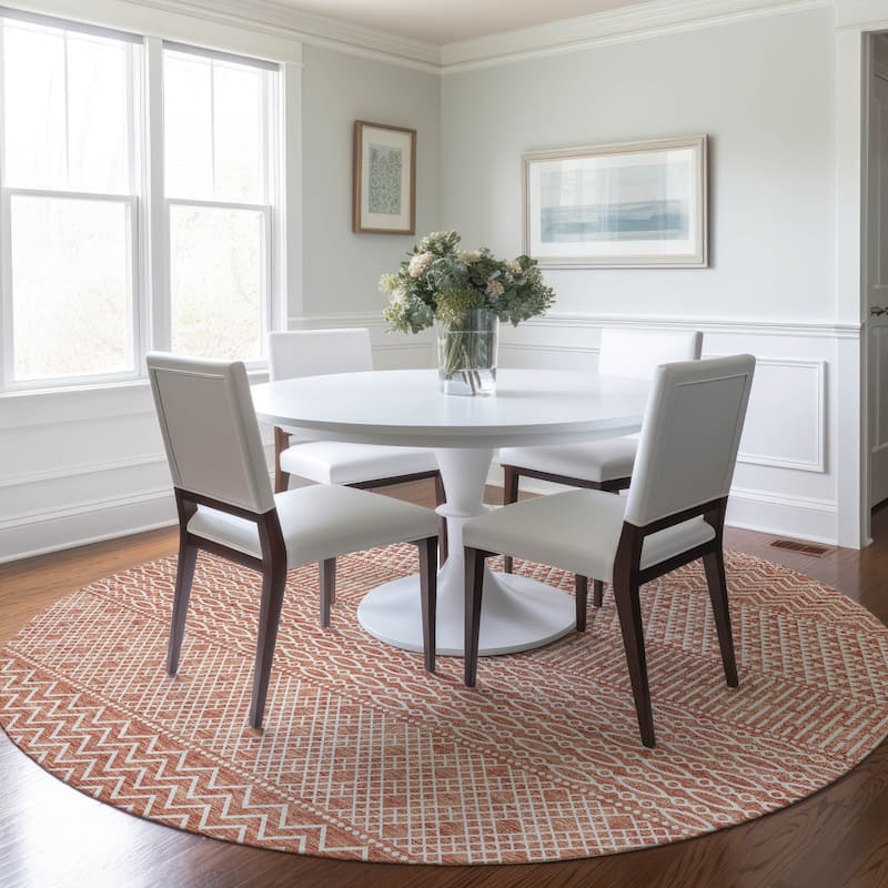 Machine Washable Indoor/ Outdoor Modern Stripes Chantille Rug