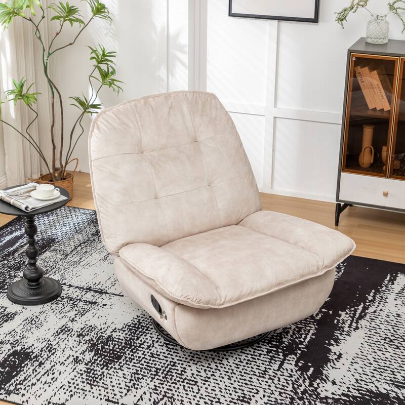 Velvet Oversized Recliner Chair with Swivel, Rocker & Phone Holder