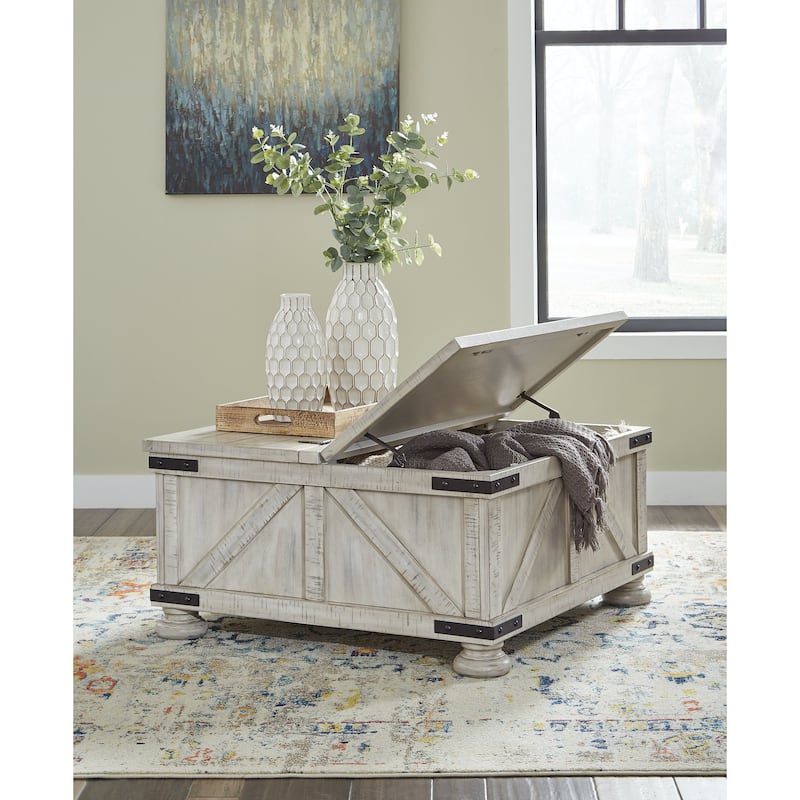 Signature Design by Ashley  Carynhurst Cocktail Table with Storage - 36"W x 36"D x 18"H