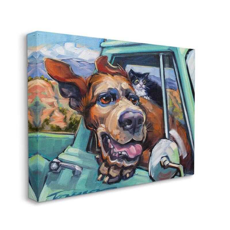 Stupell Cat and Dog in Truck Window Wild Ride Canvas Wall Art - 24 x 30