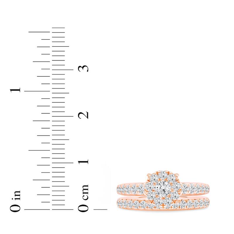 1ct TDW Diamond Cluster Bridal Set in 10K Gold for Women
