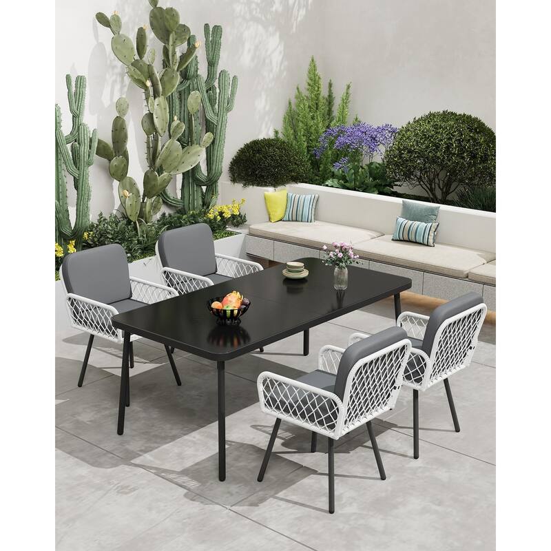 Outdoor Cast Aluminum Patio Chairs Dining Chairs of 2 with Cushion with Adjustable Foot Pads