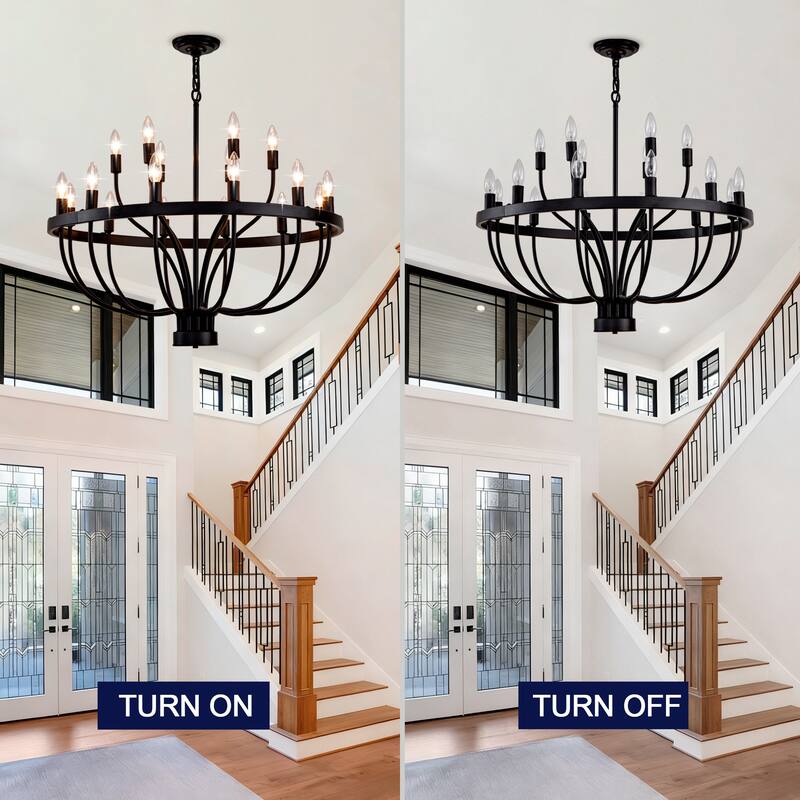 Industrial Chandelier Rustic Vintage 18-Lights Candle Style Chandeliers Light Fixture