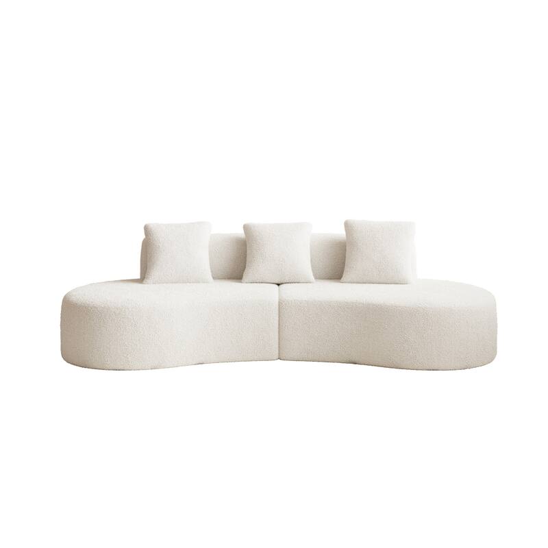 109" Upholstered Frameless Sofa Raindrop Velvet Curved Couch for Living Room, Apartment, Home Decor