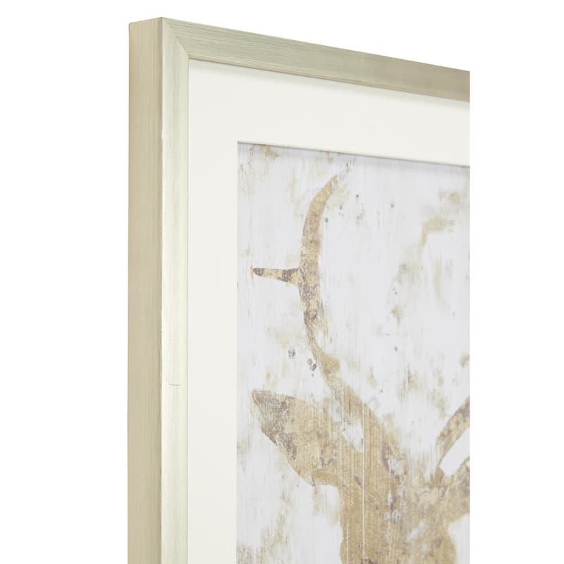 Polystone Deer Home Wall Decor with Silver Frame - Set of 2 White - Roche River Decor