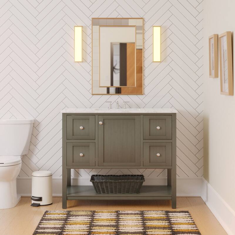 KitchenBathCollection Lakeshore 42" Bathroom Vanity with Engineered Carrara Top