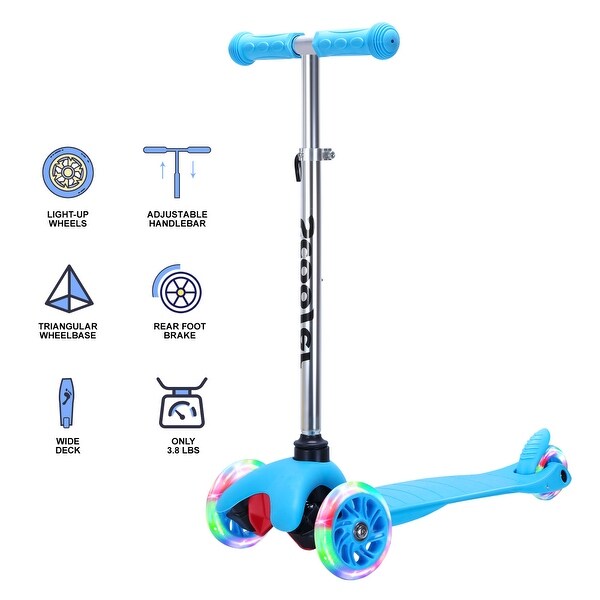 Blue Kids Scooter for Over 3 Years Old, 4 Adjustable Height, Extra