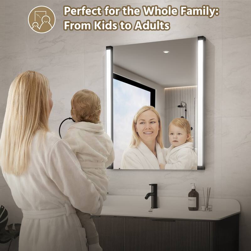 Modland 270° Adjustable LED Bathroom Mirror with Lights Stepless Dimming and Memory Function