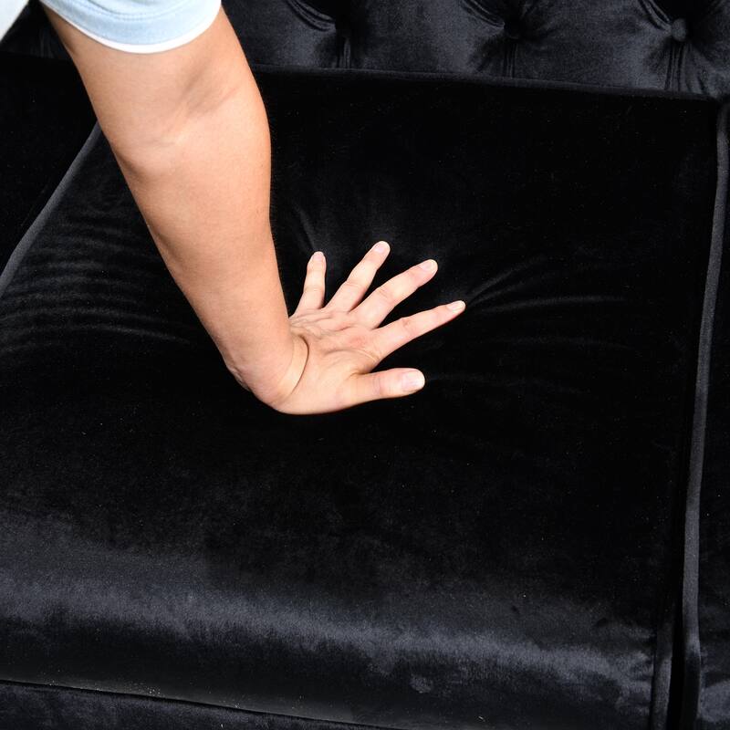 High-End European Design Velvet Chesterfield Sofa with Gold Stainless Steel Legs - 3-Seat Couch