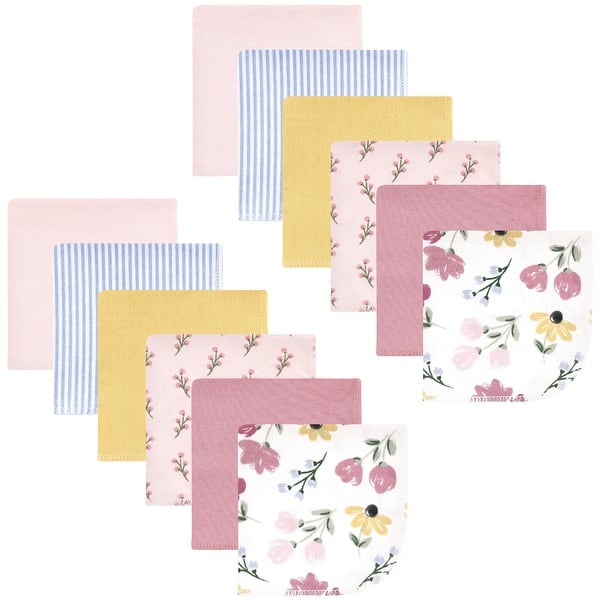 slide 1 of 1, Hudson Baby Infant Girl Flannel Cotton Washcloths, Soft Painted Floral 12 Pack, One Size One Size - Soft Painted Floral 12 Pack