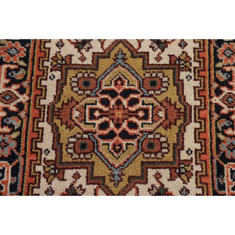 Heriz Serapi Indian Runner Ivory Rug Wool Hand-knotted - 2'7" x 10'1"