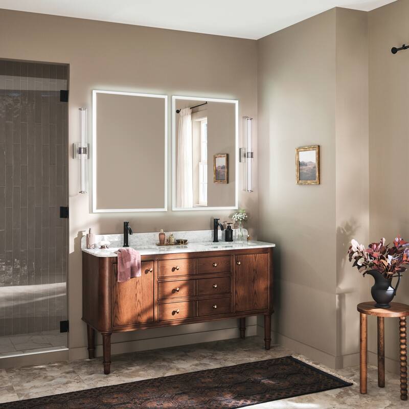 Kichler Lighting Laurene 26.5" Linear Bath Bar Medium LED with Clear Fluted Glass in Brushed Nickel
