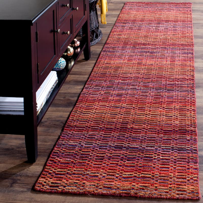 SAFAVIEH Handmade Himalaya Salonica Modern Wool Rug - 2'3" x 8' Runner - Red/Multi