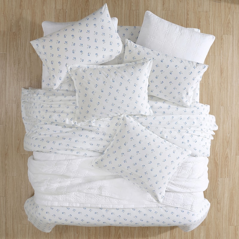 Stone Cottage Sketchy Ditsy Blue Cotton Reversible Duvet Cover Set