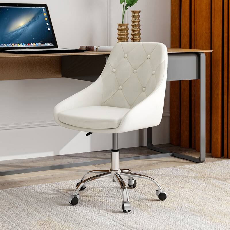 Modern Adjustable Height Velvet Dining Chair with Wheels Set of 1.