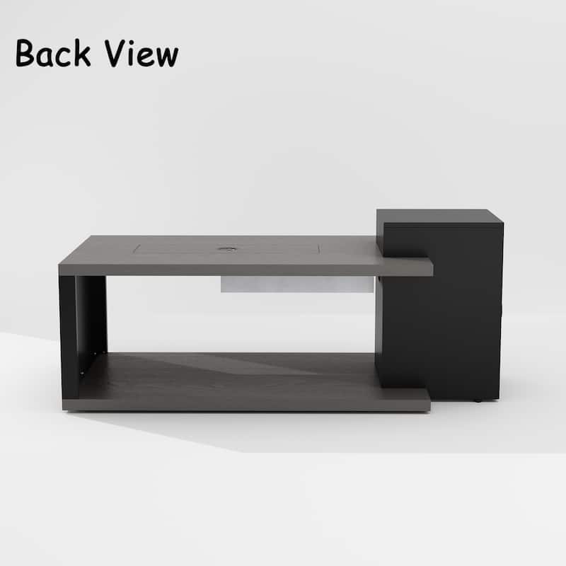 Outdoor Patio Coffee Table, Heavy-Duty Table with Gas Fire Pit & Rain Cover