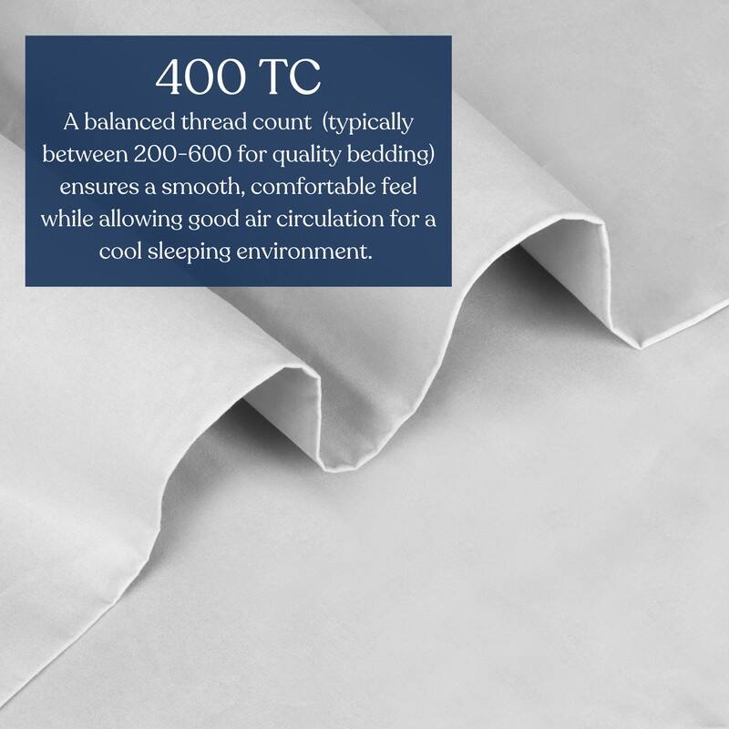 Delara 100% Organic Cotton Percale Sheet Set, GOTS Certified, 400 Thread Count, Ultra Soft, Smooth & Breathable
