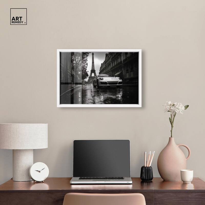 Driving in the Rain Paris Shadowbox by Art Remedy