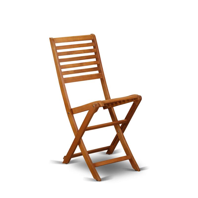 East West Furniture Cameron Foldable Outdoor Dining Chairs - Acacia Wood, Set of 2, Natural Oil