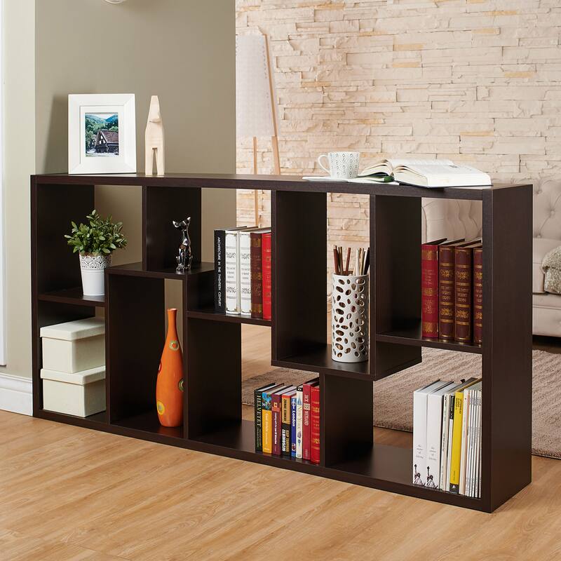 DH BASIC Modern Geometric 8-Shelf Open-Back Bookcase by Denhour