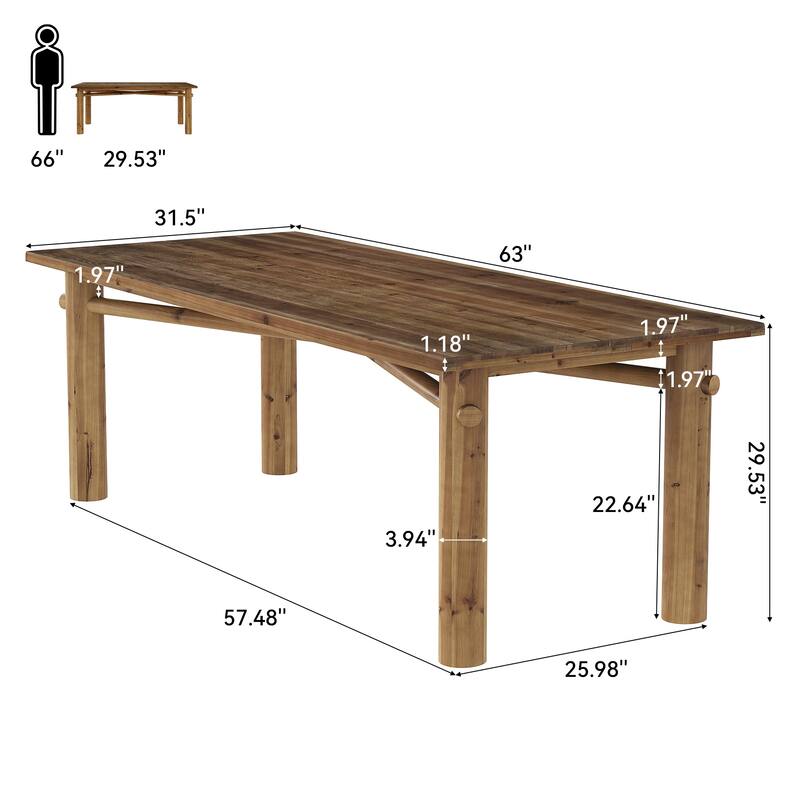62.99 Inch Solid Wood Home Office Desk