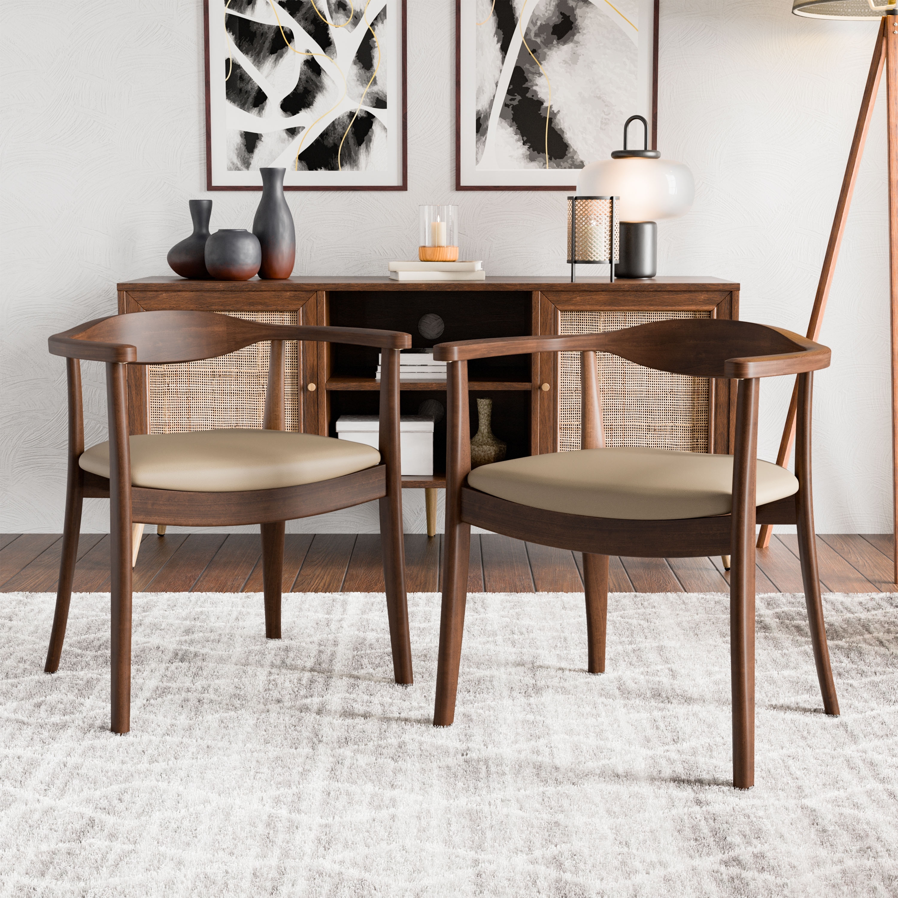 Furniture of America Abigail I Mid-century Modern Handcrafted Solid Wood Dining Chairs (Set of 2)