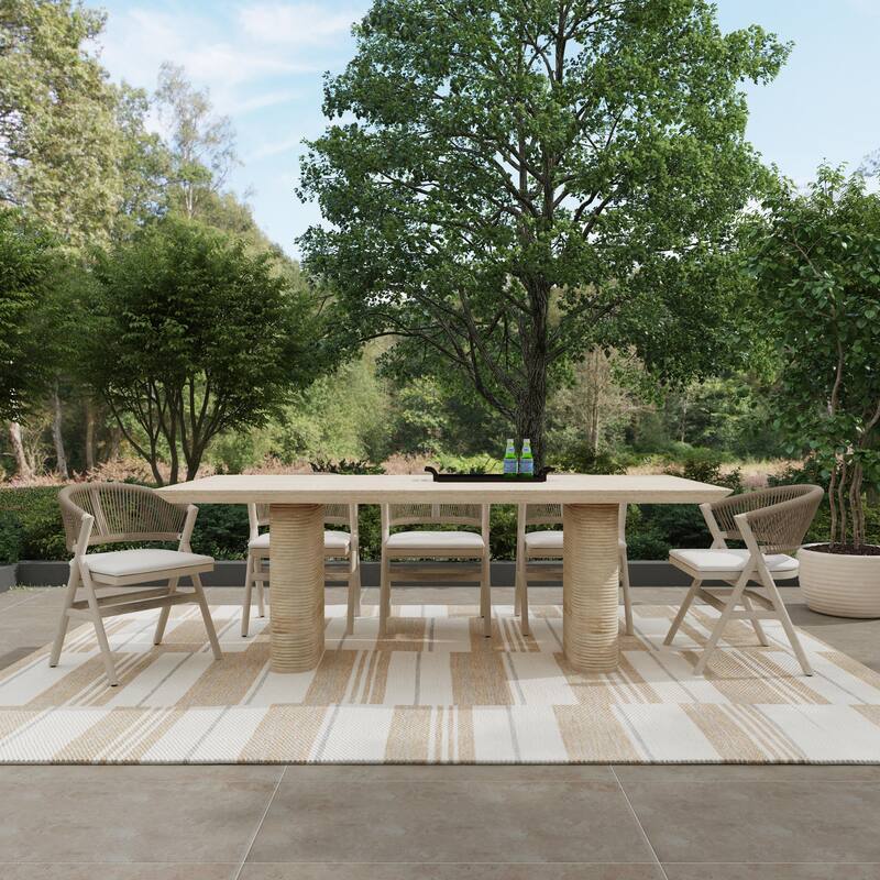 Classic Home Aiden 87" Outdoor Dining Table in Beige - Beige