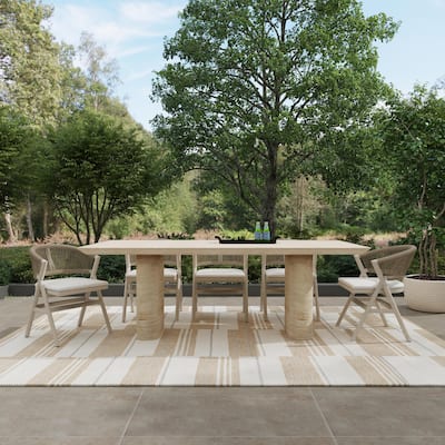 Classic Home Aiden 87" Outdoor Dining Table in Beige