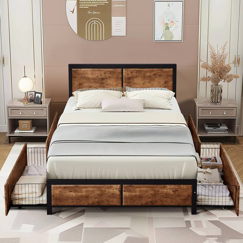 VECELO Underbed Storage Containers with Wheels Large Under Bed Drawers Rolling Under Bed Storage Dresser Metal Drawers