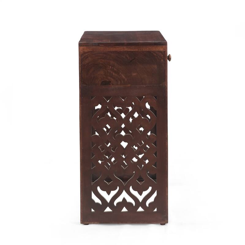 18" Traditional End Table with Wood Finish and One Drawer for Living Room or Bedroom