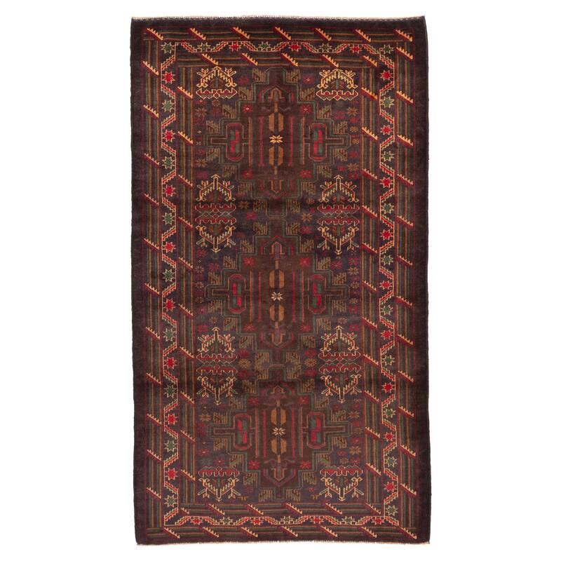 ECARPETGALLERY Hand-knotted Teimani Dark Brown Wool Rug - 3'10 x 6'10