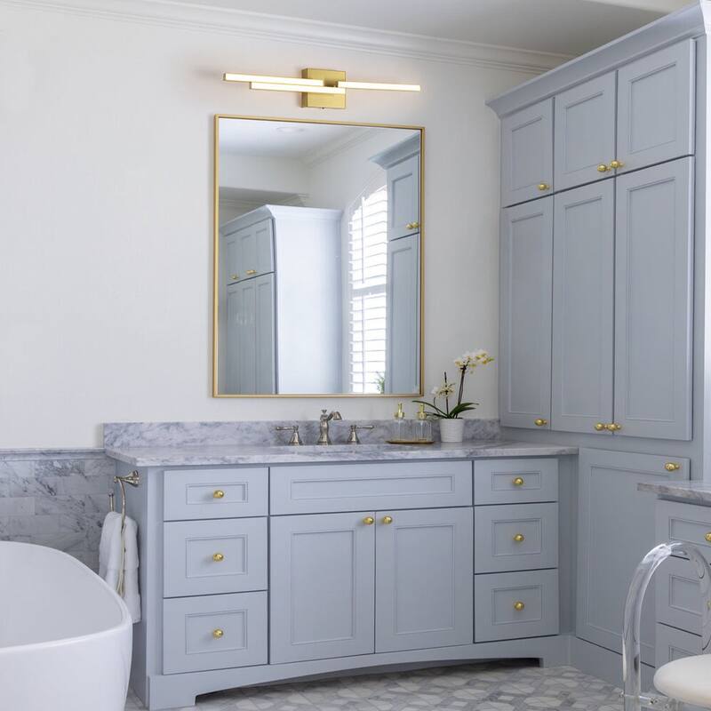 Modern Staggered Strip Linear Dimmable LED Vanity Wall Light - Brass