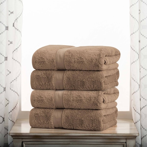 Superior Egyptian Cotton Pile Heavyweight Bath Towel Set of 4 - Latte Brown