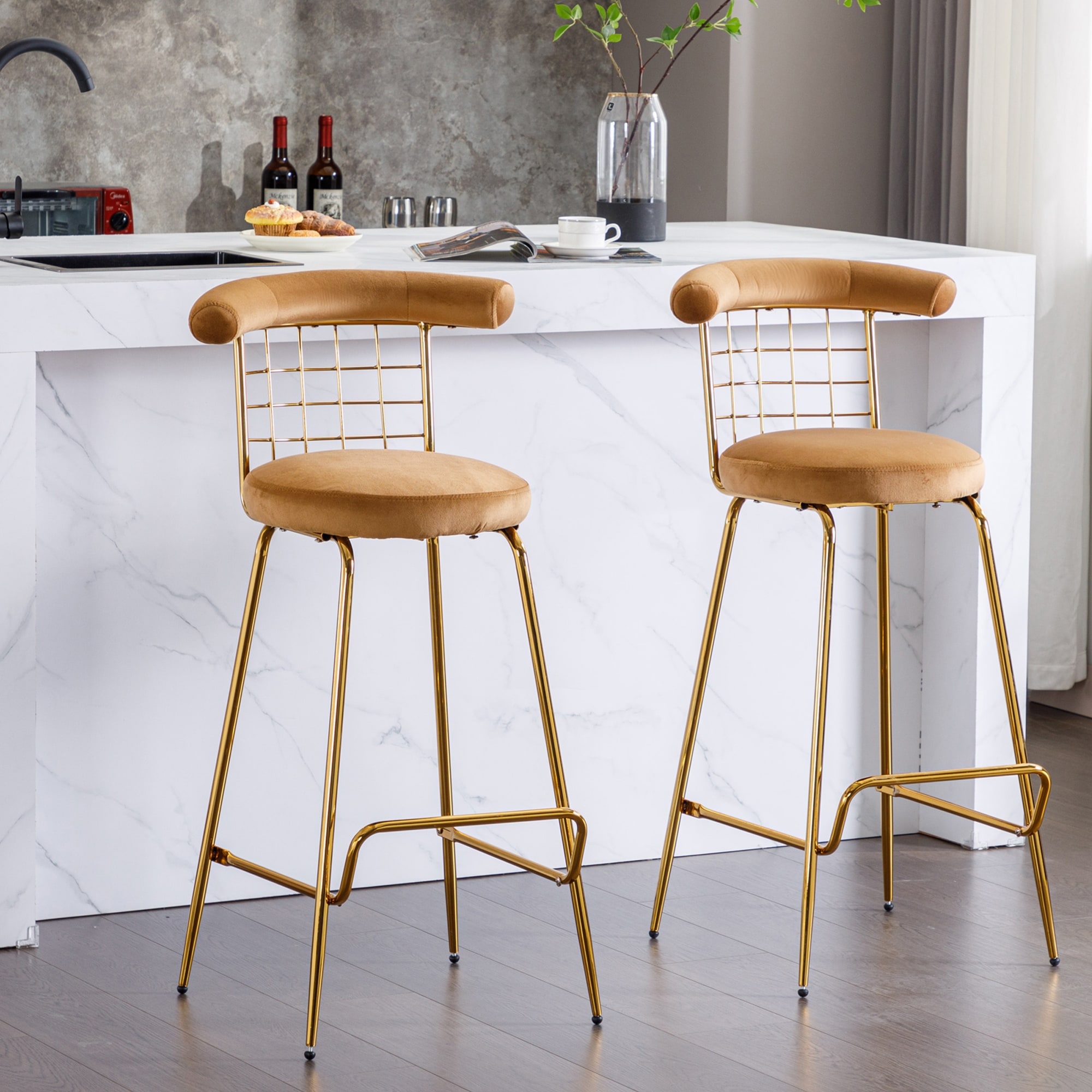 Modern Bar Stool with Metal Legss Set of 2 Bed Bath Beyond