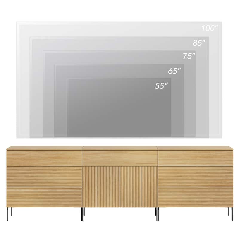94.5" Modern Reeded 7-Drawer Dresser Set For Bedroom, Minimalist Chest Of Drawers