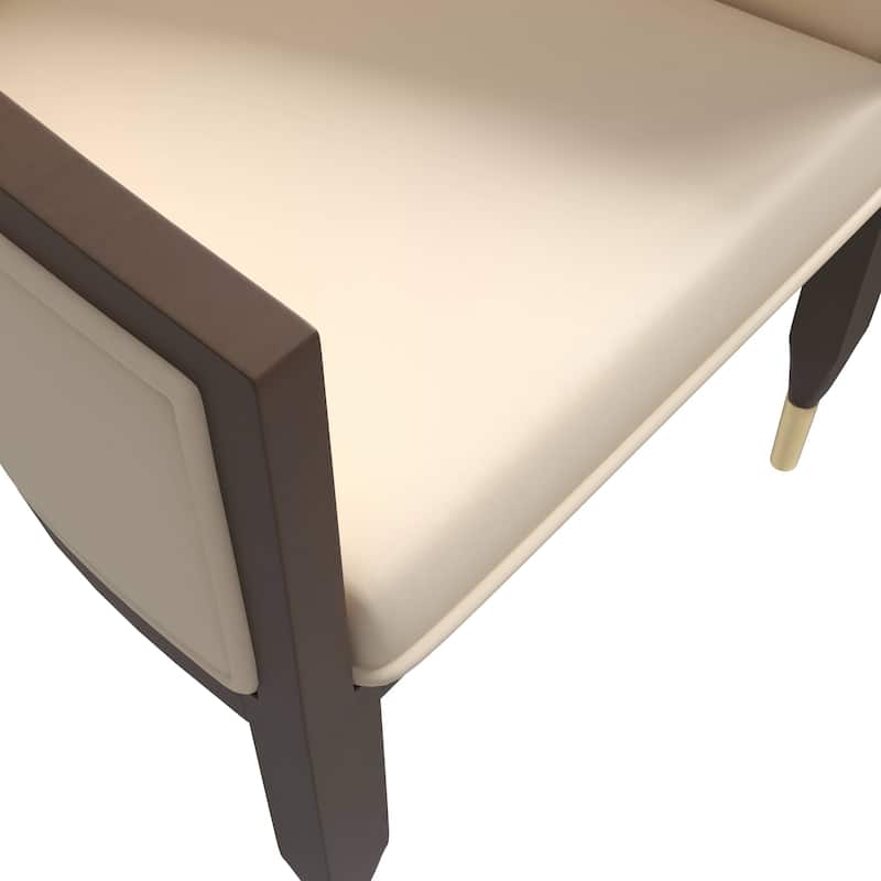 Belle Upholstered Leather Dining Chair Rubberwood Legs with Gold Caps Set of 2