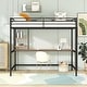 preview thumbnail 2 of 8, Black Full Size Metal Loft Bed with Desk, Ladder, and Shelf for Kids