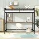 preview thumbnail 2 of 7, Black Metal Loft Bed with Desk and Shelves, Modern Style, Stable Structure, Full Size