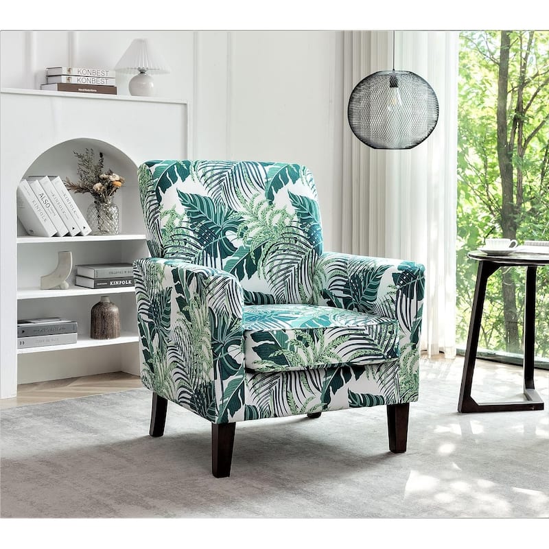 Modern Accent Armchair with Birch Wood Frame and Microfiber Upholstery