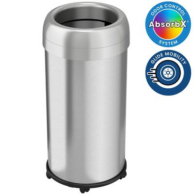 iTouchless 16 Gallon / 61 Liter Round Open Top Kitchen Trash Can with Wheels and Dual Odor Filters